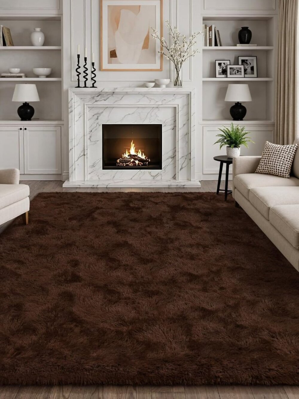 Coffee Rug for Bedroom, 5x8 Area Rug for Living Room, Fluffy Carpet for Kids Nur